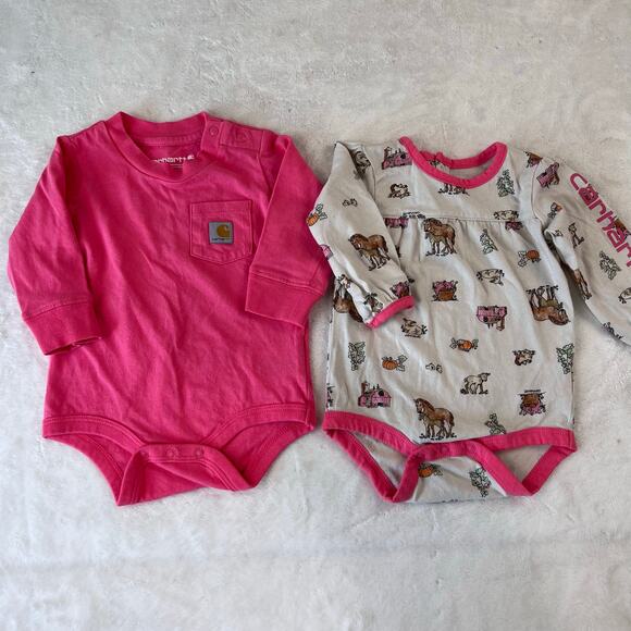 Carhartt & John Deere Pink Girls baby one-piece Shirt Lot size 6 months Farm - Picture 3 of 8